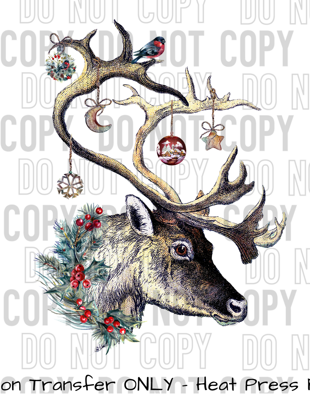 Christmas Decorated Reindeer Sublimation Transfer