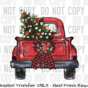 Christmas Vintage Truck with Tree Sublimation Transfer