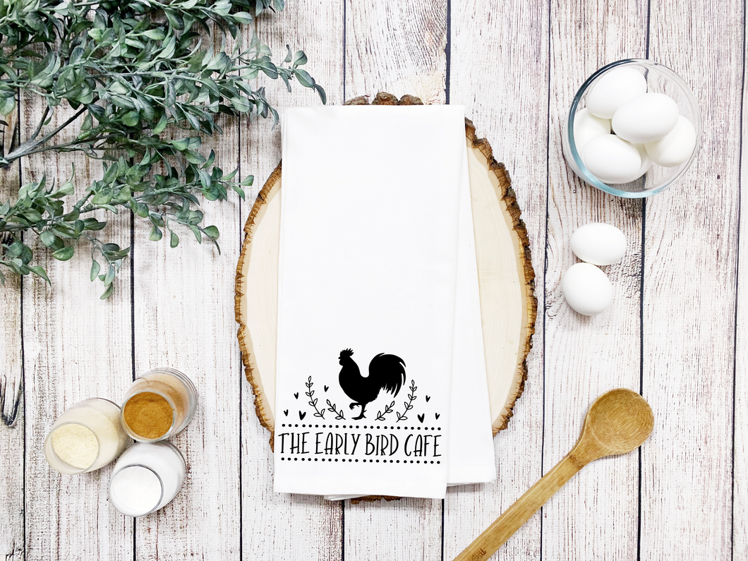 Early Bird Cafe Towel Transfer Screen print - Low heat formula