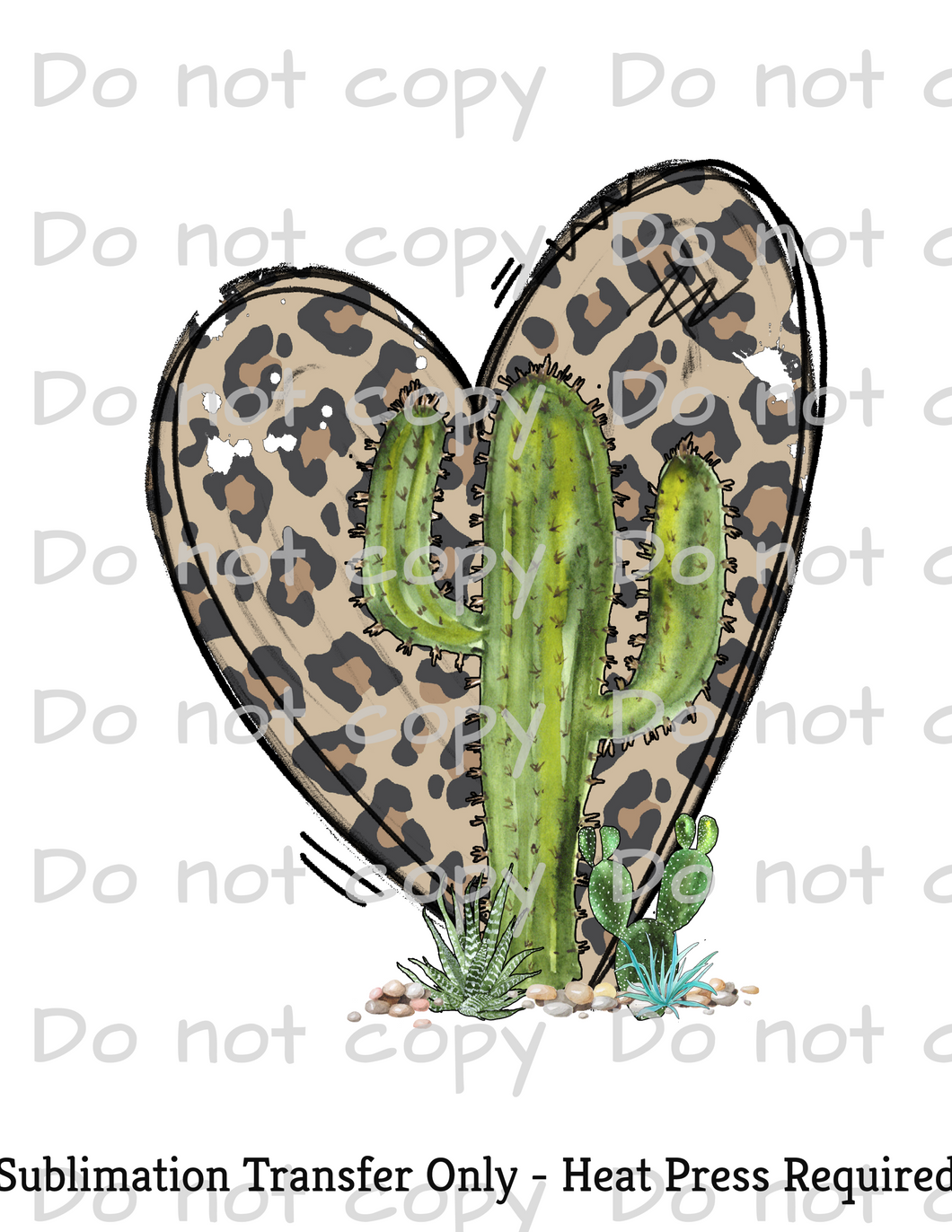 Leopard Heart Cactus Sublimation Transfer