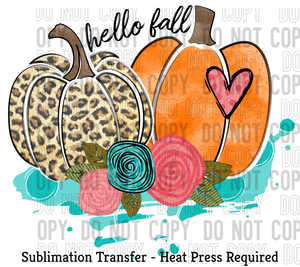 Hello Fall Double Pumpkin Sublimation Transfer
