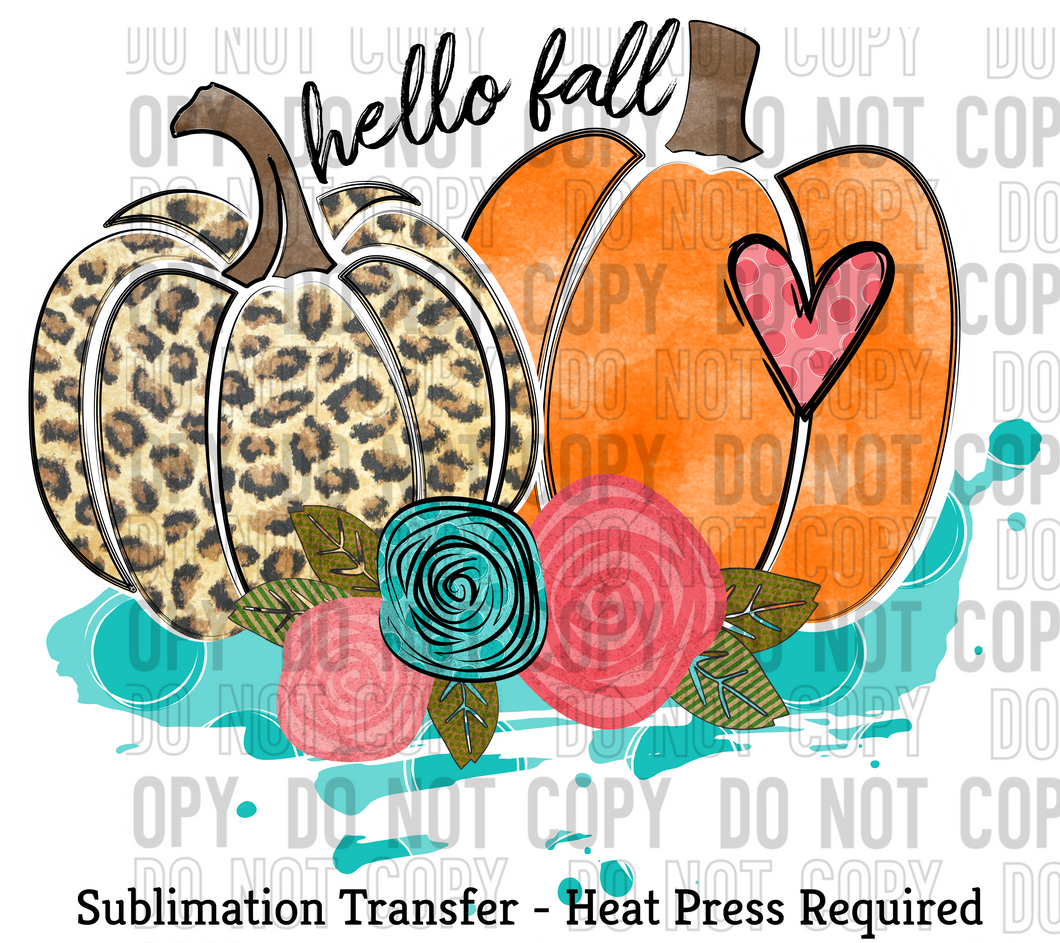 Hello Fall Double Pumpkin Sublimation Transfer