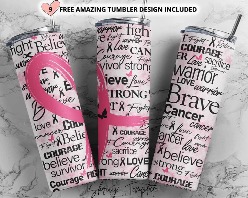 Breast Cancer awareness 20 oz Tumbler Sublimation Transfer