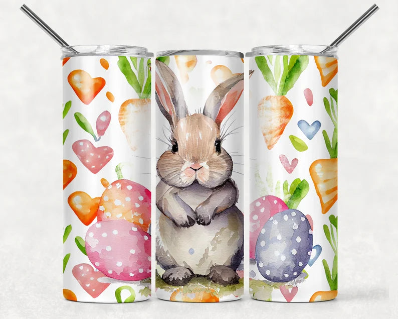Watercolor Easter Bunny 20 oz Tumbler Sublimation Transfer