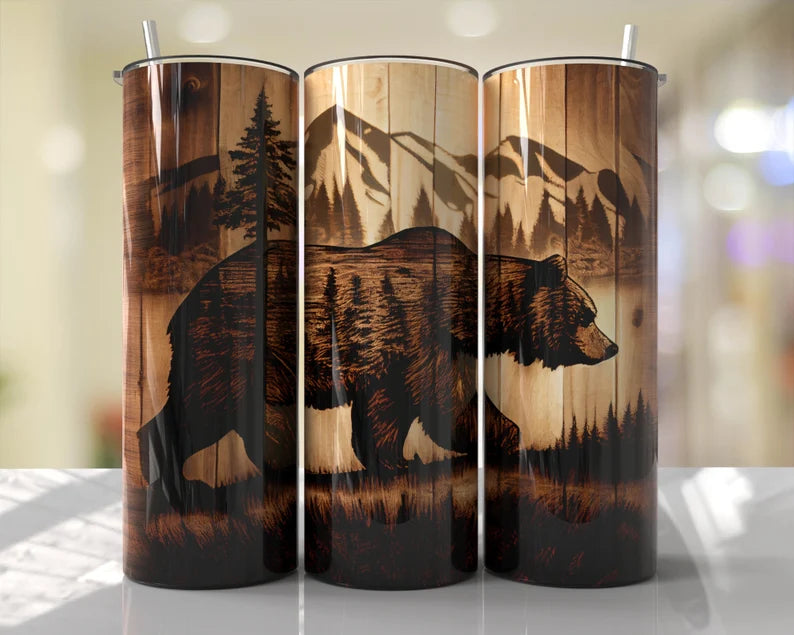 Bear 20 oz Tumbler Sublimation Transfer