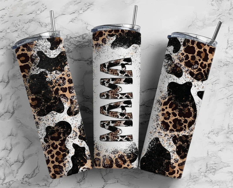 Mama Leopard and cow print 20 oz Tumbler Sublimation Transfer