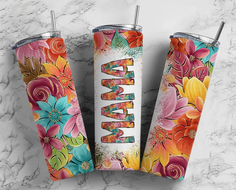 Mama Floral 20 oz Tumbler Sublimation Transfer