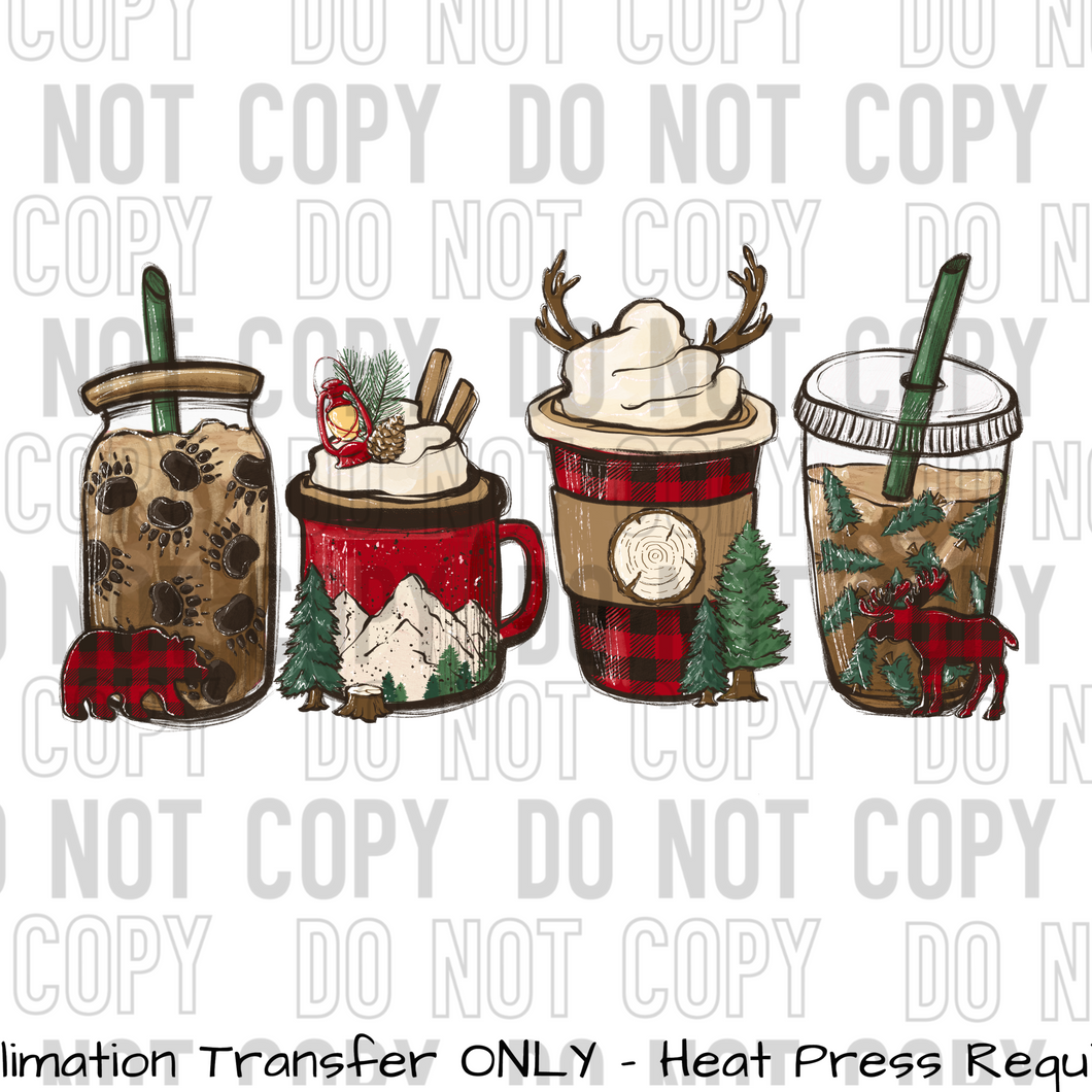 Buffalo plaid coffee cups Sublimation Transfer