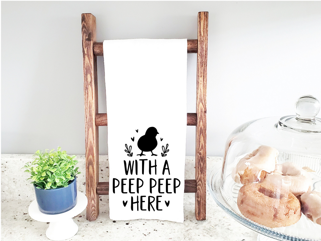 With a peep Dish Towel Screen print - Low heat formula