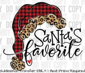 Santas Favorite Sublimation Transfer