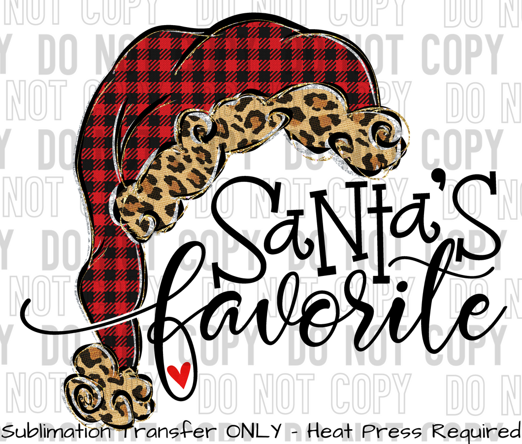 Santas Favorite Sublimation Transfer